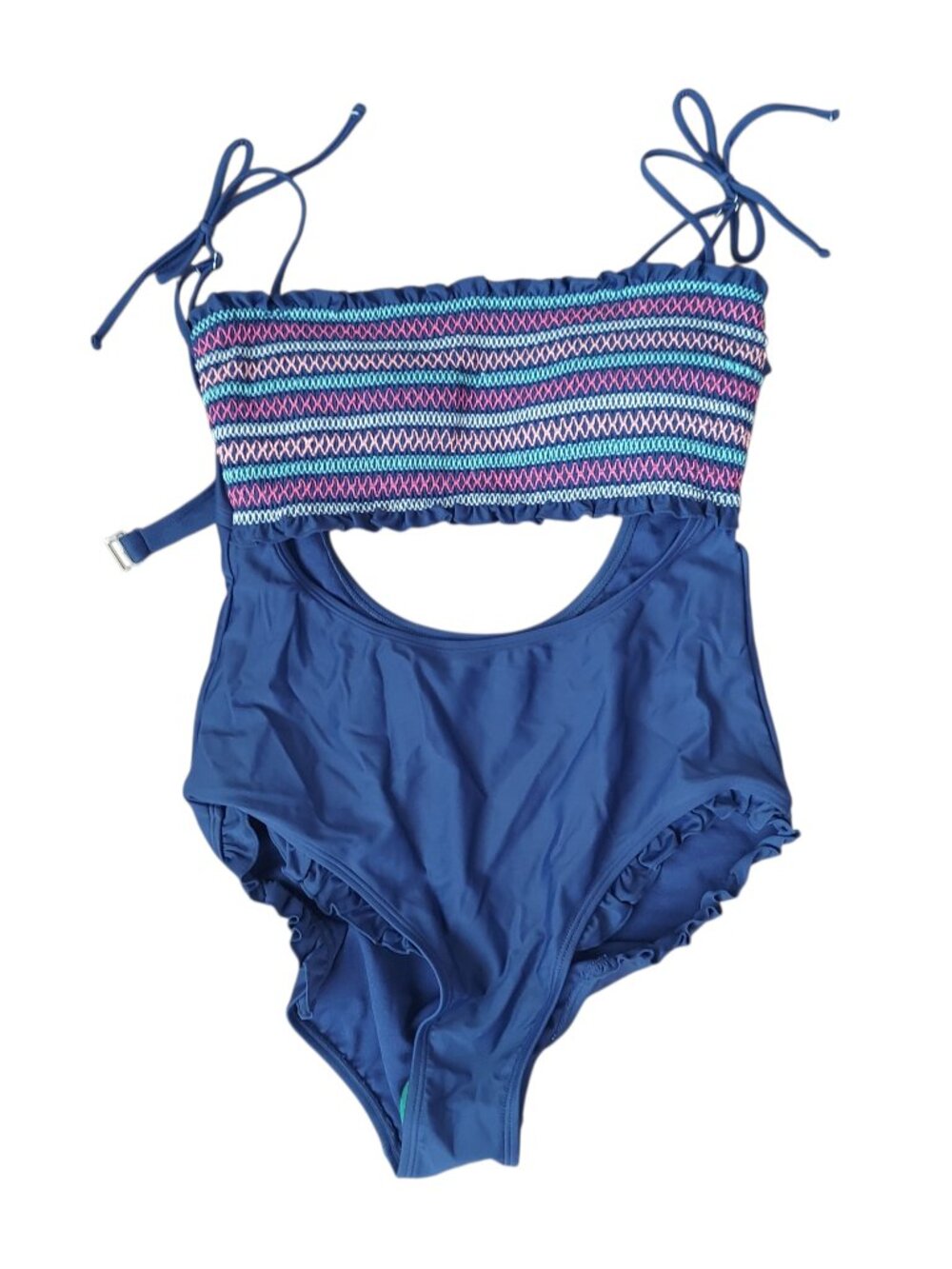 Arizona Jean Womens Monokini Navy Blue One Piece Floral Swimsuit